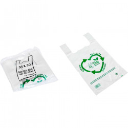 Tradineur - Pack de 150 bolsas tipo camiseta de plástico, reutilizables, gran resistencia, cumplen normativa, aptas para uso ali