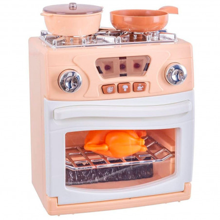 Tradineur - Cocina con horno de juguete, incluye luz y sonido, mini electrodoméstico interactivo, simulación, funciona con pilas