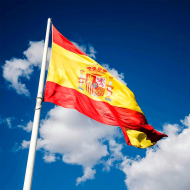 Tradineur - Bandera de España para balcón, válida para mástil, poliéster, resisetente a la intemperie, exterior, eventos deportivos, 90 x 150 cm