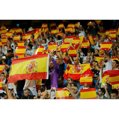 Tradineur - Bandera de España para balcón, válida para mástil, poliéster, resisetente a la intemperie, exterior, eventos deportivos, 90 x 150 cm