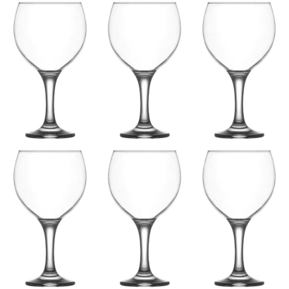 Tradineur - Set de 6 copas modelo “Misket” de cristal para cócteles, combinados, vino, resistentes, aptas para lavavajillas (645 ml, 20 x 10 cm)