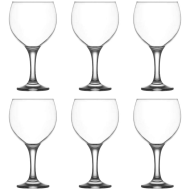 Tradineur - Set de 6 copas modelo “Misket” de cristal para cócteles, combinados, vino, resistentes, aptas para lavavajillas (645 ml, 20 x 10 cm)