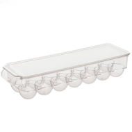 Tradineur - Huevera rectangular, plástico transparente, recipiente para 14 huevos, almacenamiento de cocina, fabricada en España, 11,5 x 37 x 8 cm