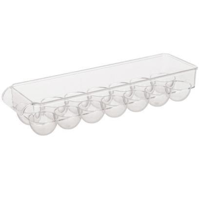 Tradineur - Huevera rectangular, plástico transparente, recipiente para 14 huevos, almacenamiento de cocina, fabricada en España, 11,5 x 37 x 8 cm