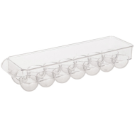 Tradineur - Huevera rectangular, plástico transparente, recipiente para 14 huevos, almacenamiento de cocina, fabricada en España, 11,5 x 37 x 8 cm