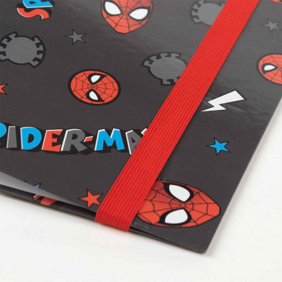 Tradineur - Carpeta / Archivador de Spiderman de cartón resistente, con 4 anillas de metal, ideal para el curso escolar. Medidas 32,1 x 27 x 4 cm. Carpesano del Hombre Araña licencia oficial Marvel