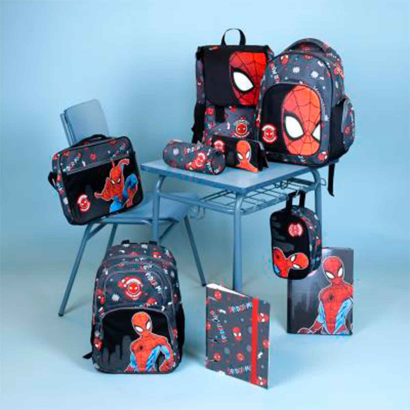 Tradineur - Carpeta / Archivador de Spiderman de cartón resistente, con 4 anillas de metal, ideal para el curso escolar. Medidas 32,1 x 27 x 4 cm. Carpesano del Hombre Araña licencia oficial Marvel