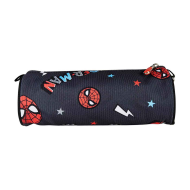 Tradineur - Estuche circular para el curso escolar de Spiderman con varias caras de nuestro superheroe favorito y cierre de cremallera. Medidas 23  x 8 cm. Portalápices Licencia Oficial Marvel