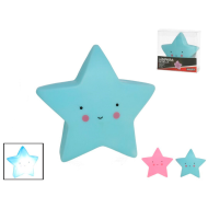 Tradineur - Lámpara de estrella de plástico, luz nocturna infantil, lámpara de mesita de noche para niños, quitamiedos, funciona con pilas, 13,5 x 13,5 x 5 cm, color aleatorio