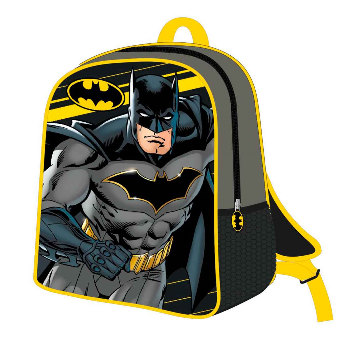 Tradineur - Mochila para niños en 3D con diseño de Batman, ideal para la escuela. Medidas de 25 x 31 x 10 cm para colgar en la espalda. Bolsa Caballero Oscuro, Licencia Warner Bros