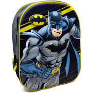 Tradineur - Mochila para niños en 3D con diseño de Batman, ideal para la escuela. Medidas de 25 x 31 x 10 cm para colgar en la espalda. Bolsa Caballero Oscuro, Licencia Warner Bros