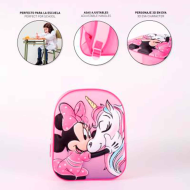 Tradineur - Mochila 3D rosa para niños con diseño de Minnie Mouse, ideal para la escuela. Medidas de 25 x 31 x 10 cm para colgar en la espalda. Bolsa Mickey and Friends Licencia Disney