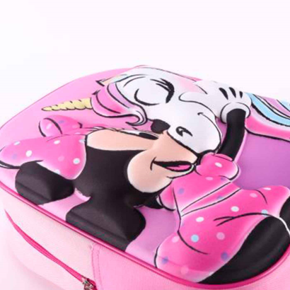 Tradineur - Mochila 3D rosa para niños con diseño de Minnie Mouse, ideal para la escuela. Medidas de 25 x 31 x 10 cm para colgar en la espalda. Bolsa Mickey and Friends Licencia Disney