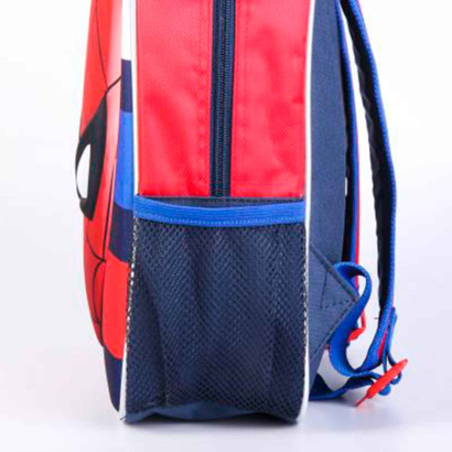 Tradineur - Mochila azul para niños en 3D con diseño de Spiderman, ideal para la escuela. Medidas de 25 x 31 x 10 cm para colgar en la espalda. Bolsa Spiderman Licencia Marvel