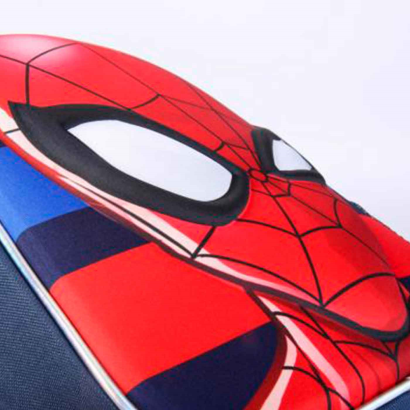 Tradineur - Mochila azul para niños en 3D con diseño de Spiderman, ideal para la escuela. Medidas de 25 x 31 x 10 cm para colgar en la espalda. Bolsa Spiderman Licencia Marvel