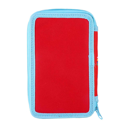 Tradineur- Plumier de Mickey Mouse, ideal para la escuela, de color azul y rojo, con 44 piezas entre boligrafos, rotuladores, lapices, regla.... Estuche Mickey Licencia Oficial Disney