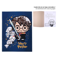 Tradineur - Set para colorear de Harry Potter, con lápices de colores, cuaderno A4, cuaderno A5 y pegatinas. Medidas 32 x 21,5 cm. Pack de pintura Harry Potter Licencia Oficial Warner Bros