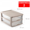 Tradineur - Cajonera de sobremesa - Fabricado en España - 2 Cajones Transparentes - Torre de almacenaje, armario, baño, oficina