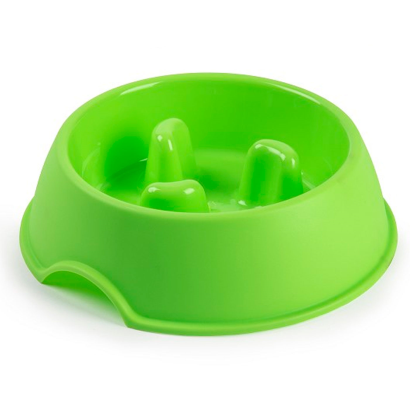 Tradineur - Comedero anti glotón de plástico para mascotas, cuenco para perros, tazón, plato para comer lentamente, digestión fácil, 24 x 7 cm, color aleatorio