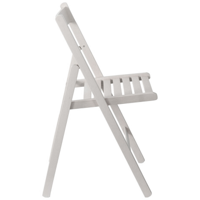 Tradineur - Silla plegable de madera de haya para exterior, reposapiés, jardín, terraza, balcón, patio, ligera y resistente (Blanco, 79 x 42,5 x 47 cm)