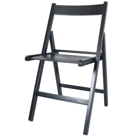 Tradineur - Silla de madera de haya plegable con reposapiés, exterior, jardín, terraza, balcón, patio, ligera y resistente (Negro, 79 x 42,5 x 47 cm)