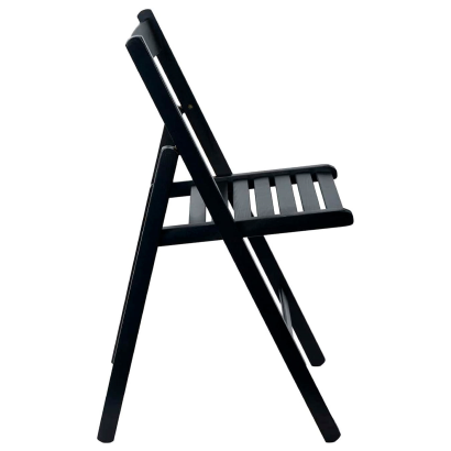 Tradineur - Silla de madera de haya plegable con reposapiés, exterior, jardín, terraza, balcón, patio, ligera y resistente (Negro, 79 x 42,5 x 47 cm)