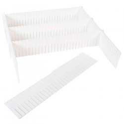 Tradineur - Pack de 6 separadores para cajones - Fabricados en plástico - Organización, Placa ajustable, Esencial. - 43,8 x 9 cm
