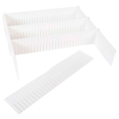 Tradineur - Pack de 6 separadores para cajones - Fabricados en plástico - Organización, Placa ajustable, Esencial. - 45 x 9 cm - Color Blanco