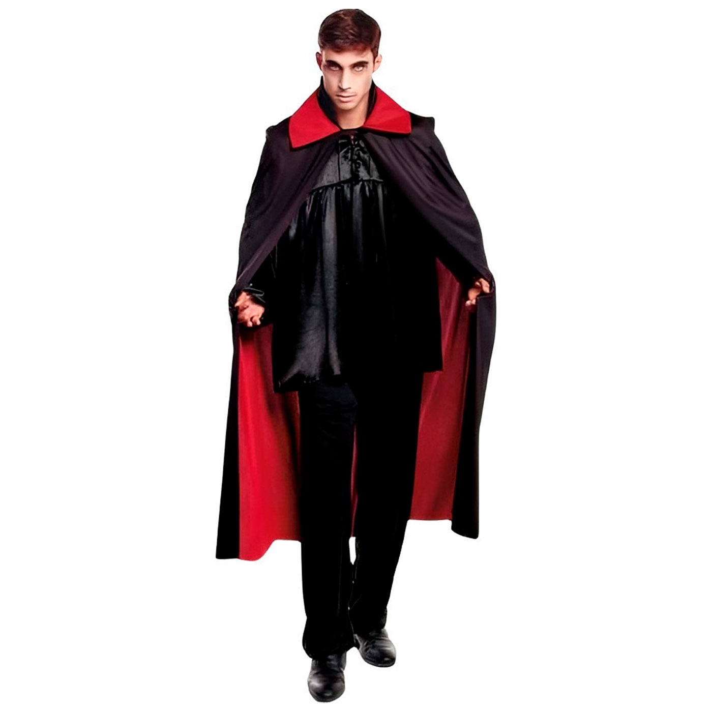 Tradineur - Capa de vampiro bicolor - Fabricado 100% Poliéster - Ideal para carnaval, halloween, cosplay, fiestas, adulto unisex, talla única, 140 cm, (Color negro y rojo)