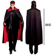 Tradineur - Capa de vampiro bicolor - Fabricado 100% Poliéster - Ideal para carnaval, halloween, cosplay, fiestas, adulto unisex, talla única, 140 cm, (Color negro y rojo)