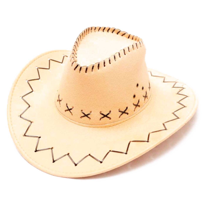 Tradineur - Sombrero vaquero color marrón claro - Fabricación 100% en poliéster - para jóvenes y adultos para carnaval, halloween, fiestas y celebraciones. - 11 x 33 x 37,5 cm