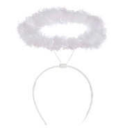 Tradineur - Corona de ángel - Diadema con aro - accesorios para disfraz de diablesa, carnaval, halloween, cosplay, fiesta, adultos, talla única. - Color Blanco