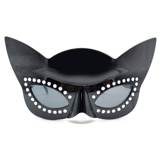 Tradineur - Gafas de gata negra para jóvenes y adultos, complementos de disfraces para carnaval, halloween u otras celebraciones. - 11 x 20 cm