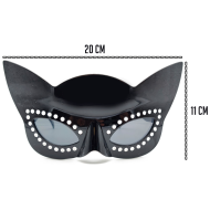 Tradineur - Gafas de gata negra para jóvenes y adultos, complementos de disfraces para carnaval, halloween u otras celebraciones. - 11 x 20 cm