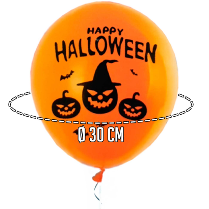 Tradineur - Pack de 10 globos - "Happy Halloween" - 30 cm al inflar - Ideal como decoración de tu hogar y celebrar de halloween.