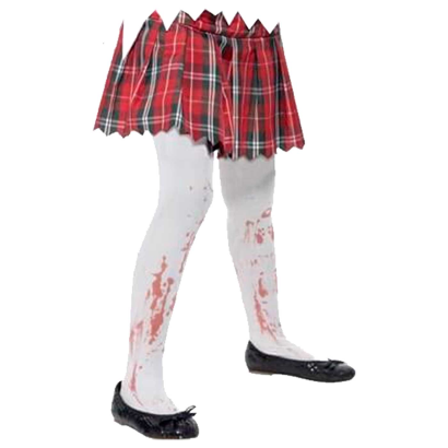 Tradineur - Medias con sangre - Complemento de disfraces para carnaval, halloween, cosplay, fiesta, talla única, adulto - Color blanco y rojo - 110/130 CM