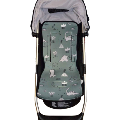 Tradineur - Colchoneta, Silla Paseo, Transpirable verano, Cojín, Silla de Paseo para el Cochecito y Asiento de Carro - Diseño de dinosaurio - Fabricado 100% poliéster - 75 x 32,5