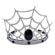 Tradineur - Corona de reina araña - Diadema con joyas - Complemento para disfraz de carnaval, halloween, cosplay, fiesta, adultos, talla única. - Color Plata