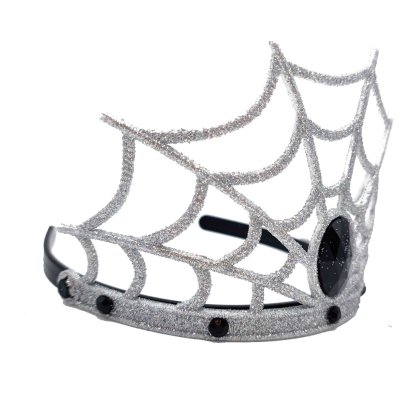 Tradineur - Corona de reina araña - Diadema con joyas - Complemento para disfraz de carnaval, halloween, cosplay, fiesta, adultos, talla única. - Color Plata