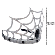 Tradineur - Corona de reina araña - Diadema con joyas - Complemento para disfraz de carnaval, halloween, cosplay, fiesta, adultos, talla única. - Color Plata