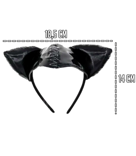 Tradineur - Diadema de gata con orejas - Diseño original - Complemento para disfraz de carnaval, halloween, cosplay, fiesta, adultos, talla única. - Color Negro