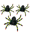 Tradineur - Pack de telaraña decorativa y 3 arañas de plástico - Fabricado en poliéster - Adorno para decoración - Color blanco y negro