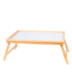 Bandeja de cama plegable de madera 50 x 31 x 21 cm, mesa multiuso para desayuno con patas plegables, ligera y resistente, fondo blanco