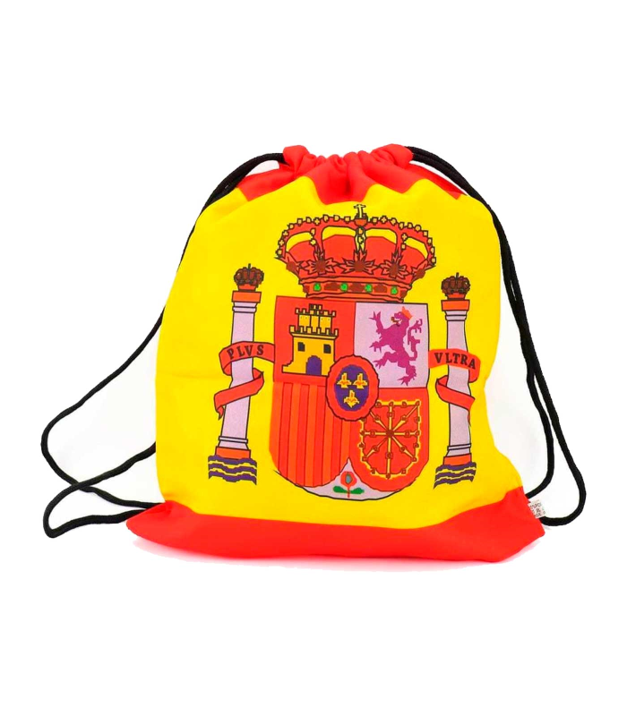 Tradineur - Mochila con la bandera de España - Ajuste con cuerda - 100% Poliéster - Deporte, golf, adulto, unisex, talla única - Color rojo y amarillo.