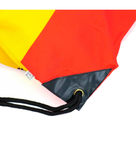 Tradineur - Mochila con la bandera de España - Ajuste con cuerda - 100% Poliéster - Deporte, golf, adulto, unisex, talla única - Color rojo y amarillo.