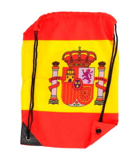 Tradineur - Mochila con la bandera de España - Ajuste con cuerda - 100% Poliéster - Deporte, golf, adulto, unisex, talla única - Color rojo y amarillo.