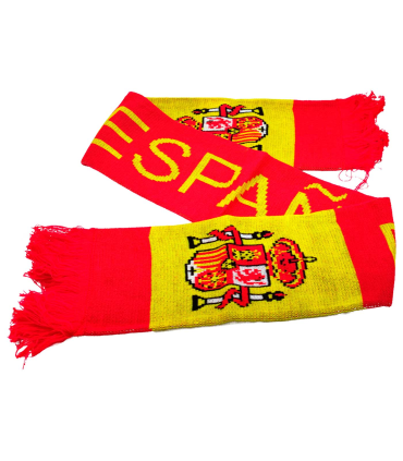 Tradineur - Bufanda con diseño de la bandera de España - Fabricado 100% Acrílico - Deporte, golf, adulto, unisex, talla única - Color rojo y amarillo.