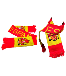 Tradineur - Bufanda con diseño de la bandera de España - Fabricado 100% Acrílico - Deporte, golf, adulto, unisex, talla única - Color rojo y amarillo.