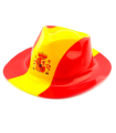 Tradineur - Pack de 12 sombreros vaqueros con diseño de bandera de España - Fabricación 100% plático - para jóvenes y adultos - 12 x 25 x 29,5 cm