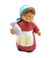 Tradineur - Figura de pastora de color rojo con cordero para belén - Fabricado en marmolina - figura decorativa divertida para nacimiento, navidad, decoración tradicional - 9,7 x 5 x 4 cm